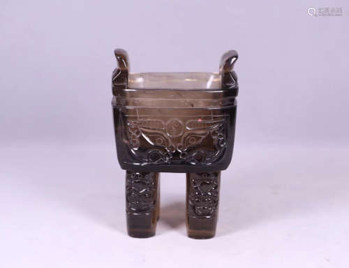 A CRYSTAL DING STYLE BEAST SHAPED CENSER