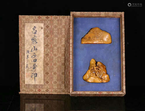 PAIR TIANHUANG STONE CARVED FIGURE SHAPED SEALS