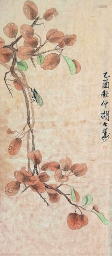 胡公寿 花卉草丛 立轴 纸本