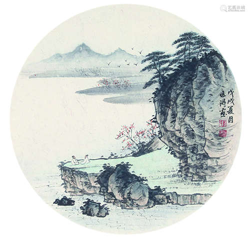 李运涛 山水画 卡纸 纸本