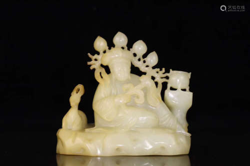 17-19TH CENTURY, A STORY DESIGN HETIAN JADE ORNAMENT, QING DYNASTY