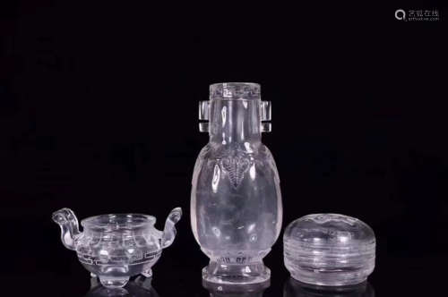 A SET OF OLD CRYSTAL ORNAMENTS