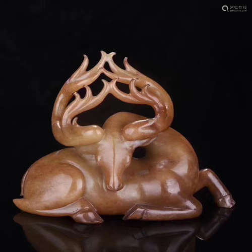 206BC-220AD, A SIKA DEER DESIGN HETIAN JADE HAND PIECE, HAN DYNASTY