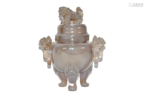 17-19TH CENTURY, AN AGATE CENSER, QING DYNASTY