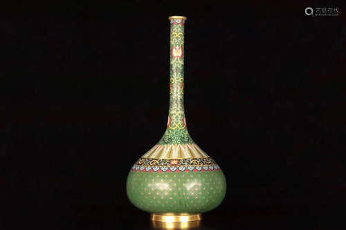 17TH-19TH CENTURY, A CLOISONNE GILT BRONZE FLASK, QING DYNASTY