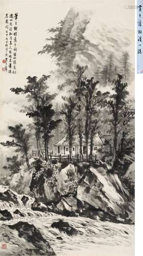 黄君璧 戊申（1968）年作 柏溪小隐 立轴 水墨纸本