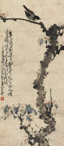 赵少昂 乙酉（1945）年作 苏东坡诗意 立轴 设色纸本