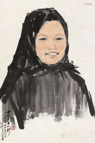 杨之光 1963年作 人物 立轴 设色纸本