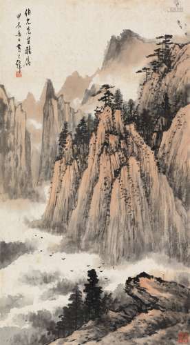 黄君璧（1898～1991） 甲辰（1964）年作 春山烟云 立轴 设色纸本