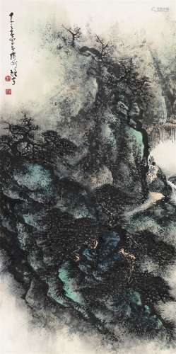 黎雄才（1910～2001） 甲子（1984）年作 深山跃马 镜片 设色纸本