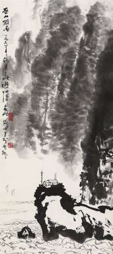 关山月（1912～2000） 1978年作 巫山烟雨 镜片 水墨纸本