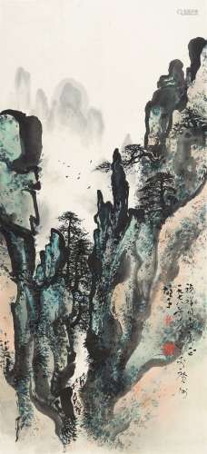 黎雄才（1910～2001） 1978年作  黄山松云 镜片 设色纸本