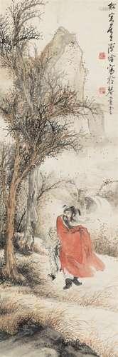 溥佺（1913～1991） 红袍钟馗 立轴 设色纸本