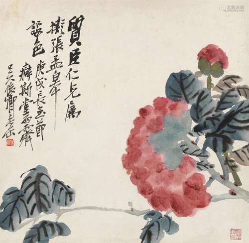 吴昌硕 庚戌（1910）年作 牡丹 镜片 设色纸本