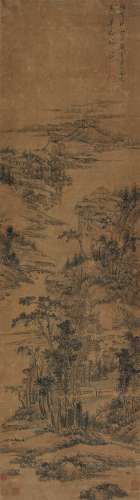 奚冈（1746～1803） 丙午（1786）年作 山村水影 立轴 设色绢本