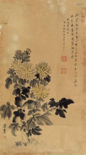 潘素（1915～1992） 傲霜 镜片 设色纸本