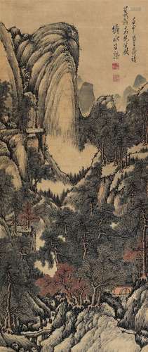 王槩（清） 壬申（1692）年作 深山禅院 立轴 设色纸本