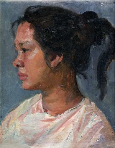 徐坚白 1957年作 女肖像 木板 油画