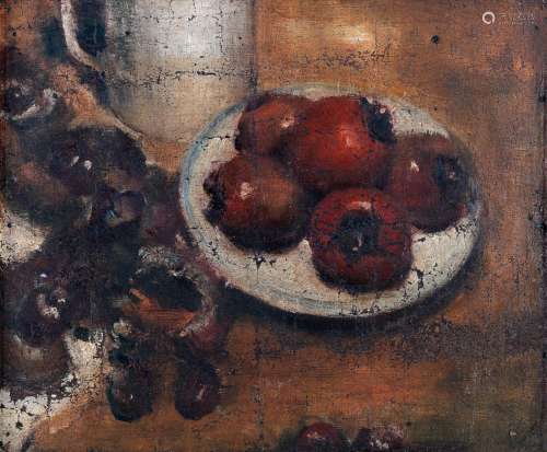 王道源 1937年作 柿子和粟子 布面 油画