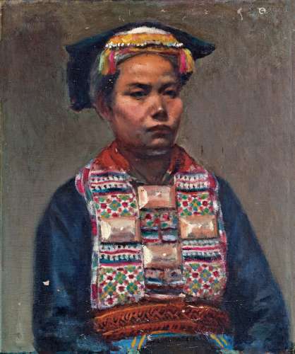 王道源 1953年作 藏族妇女 布面 油画
