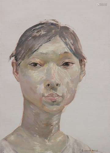 罗奇 2009年作 她像小鹿般可爱，迷人的丹凤眼距离很遥远 布面油画