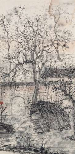 林海钟 2001年作 禅院秋意 纸本水墨