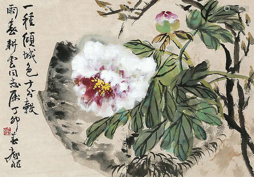 陆抑非（1908～1997） 花卉 连框 纸本