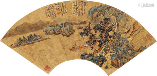 文徵明（1470～1559） 山水人物 扇框 泥金