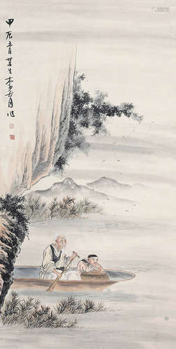 李育（1843～?） 山水人物 立轴 纸本