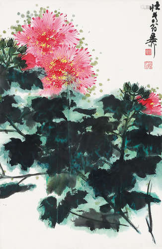 谢稚柳（1910～1997） 花卉 立轴 纸本