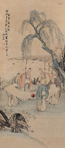 张士保（1805～1878） 五老观太极 立轴 纸本