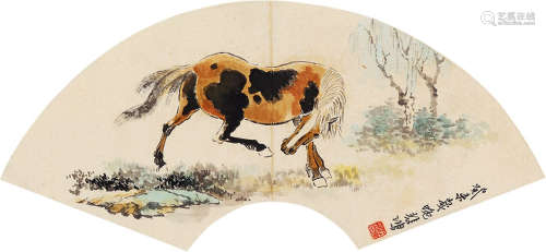 徐悲鸿（1895～1953） 骏马 扇片 纸本