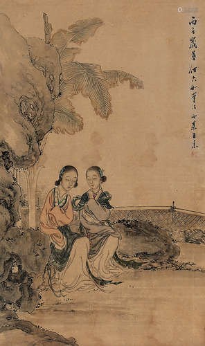 王素（1794～1877） 芭蕉仕女 立轴 纸本