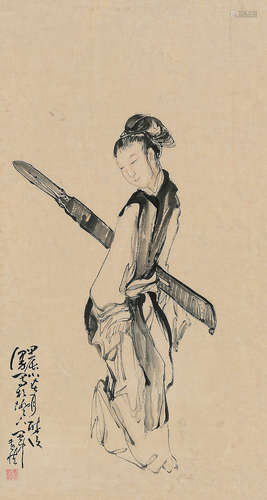 黄慎（1687～？） 仕女 立轴 纸本