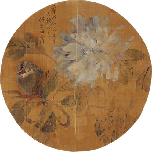 任伯年（1840～1895） 花鸟圆光 镜片 纸本