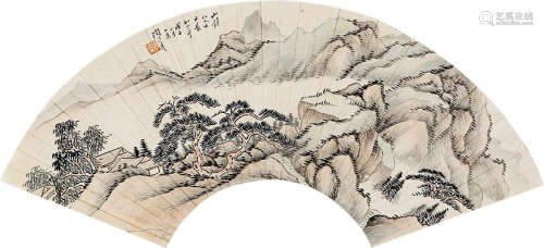 陶冷月（1895～1985） 山静月长 扇片 纸本