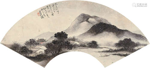 吴石僊（1845～1916） 山水 扇框 纸本