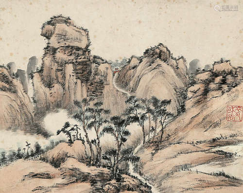 罗聘（1733～1799） 山水 连框 纸本