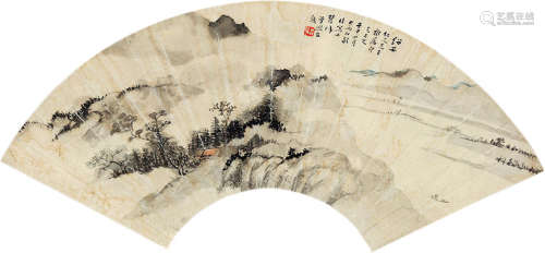 曾熙（1861～1930） 1860年作 山水 扇框 纸本