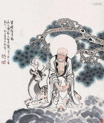 顾炳鑫（1923～2001） 坐禄罗汉 立轴 纸本