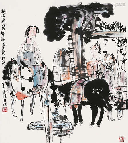 施大畏（1950～） 人物 镜片 纸本