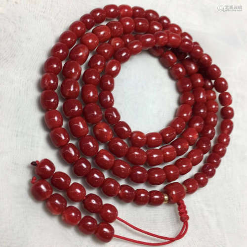 A 108 AKA CORAL BEADS STRING NECKLACE