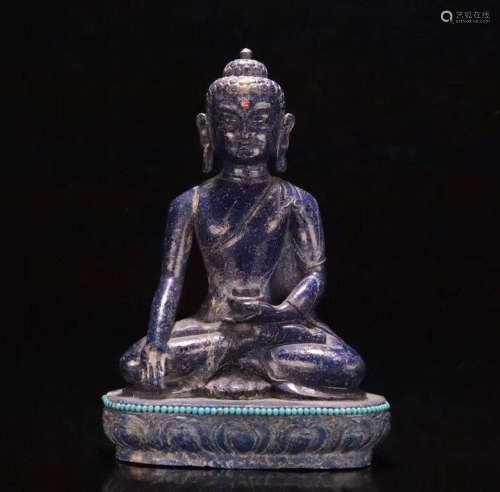 A LAZULI STONE CARVED BUDDHA STATUE