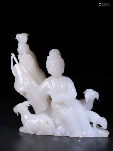 A HETIAN JADE CARVED CHARACTER PENDANT