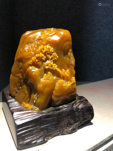 A TIANHUANG JADE CARVED LANDSCAPE SHAPED ORNAMENT