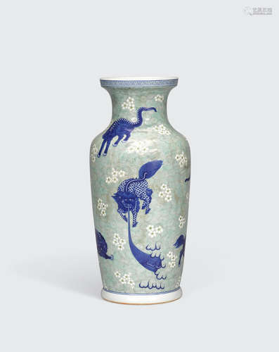 Republic period An underglaze blue and polychrome enameled vase