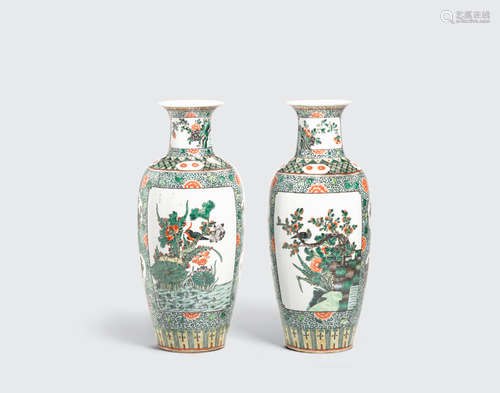 Republic Period A pair of famille verte vases