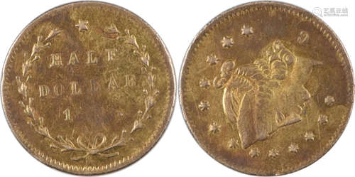 美國19世紀 半圓gold token