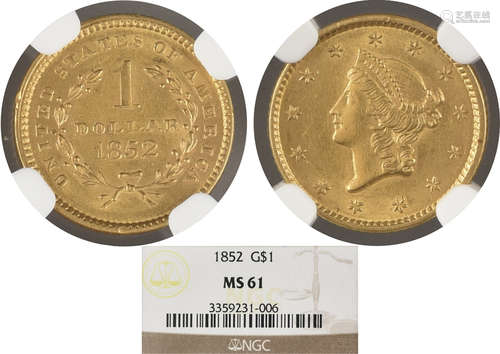 1852年 美國$1  紀念金幣 #3359231-006