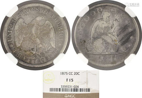 美國1875年 cc 20c 銀幣 #3359231-024